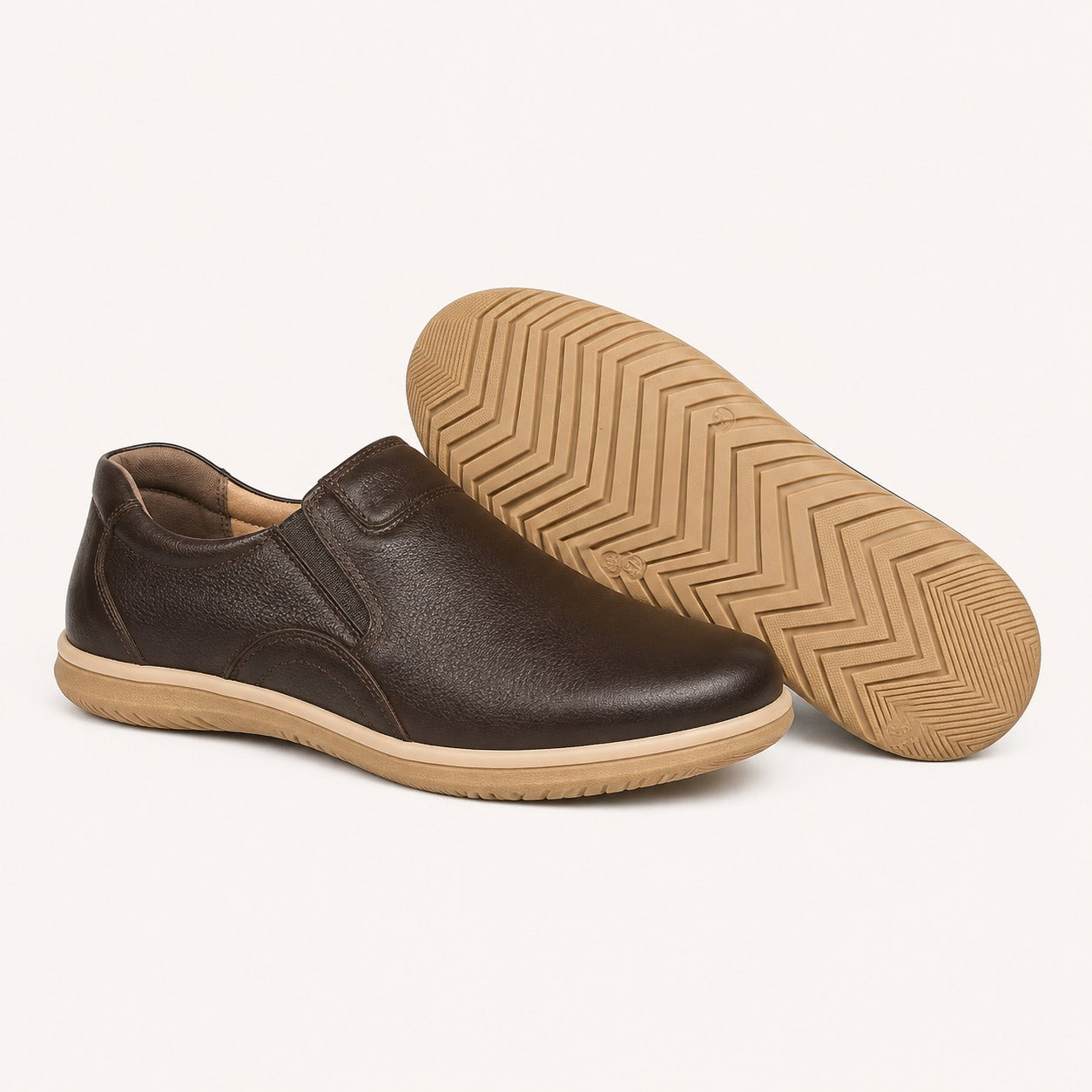 Premium Leather Casual Slip-On Shoes – Classic Brown