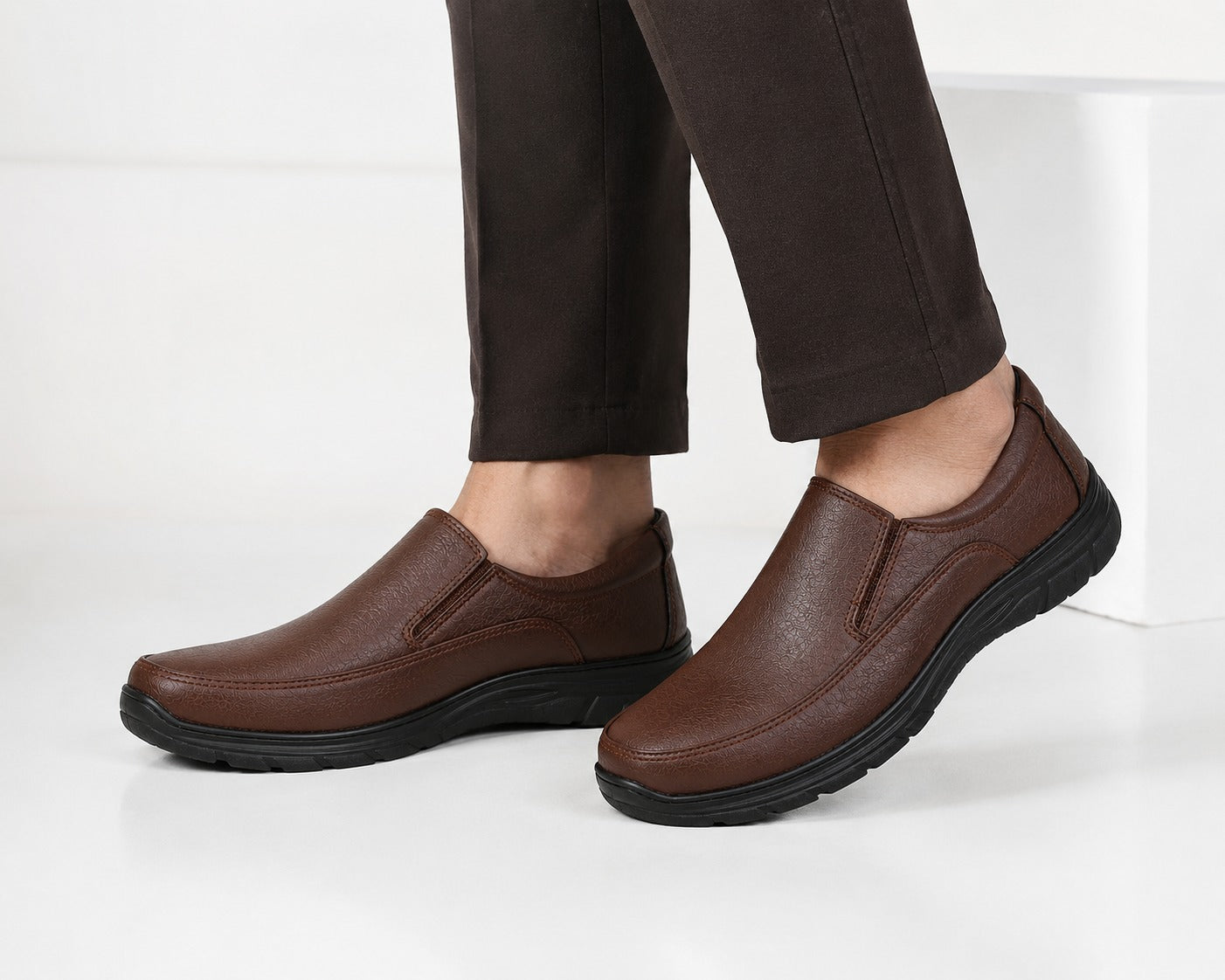 World Walk – Premium Classic Brown Slip-On Shoes